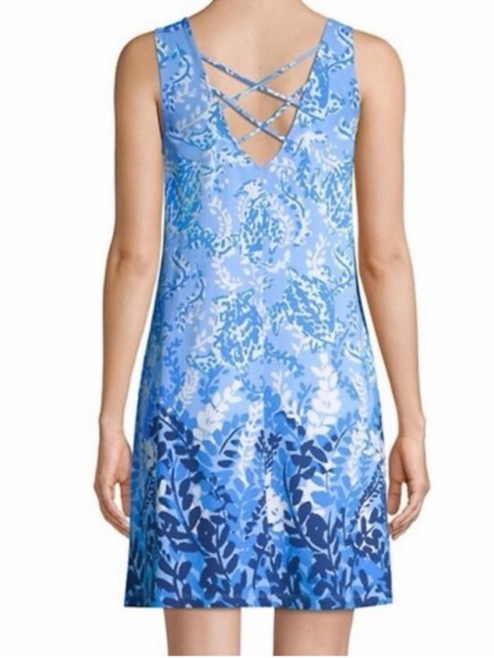LILLY PULITZER Kristen Swing Dress BLUE PERI "TURTLEY AWESOME" Size Large - Picture 3 of 7